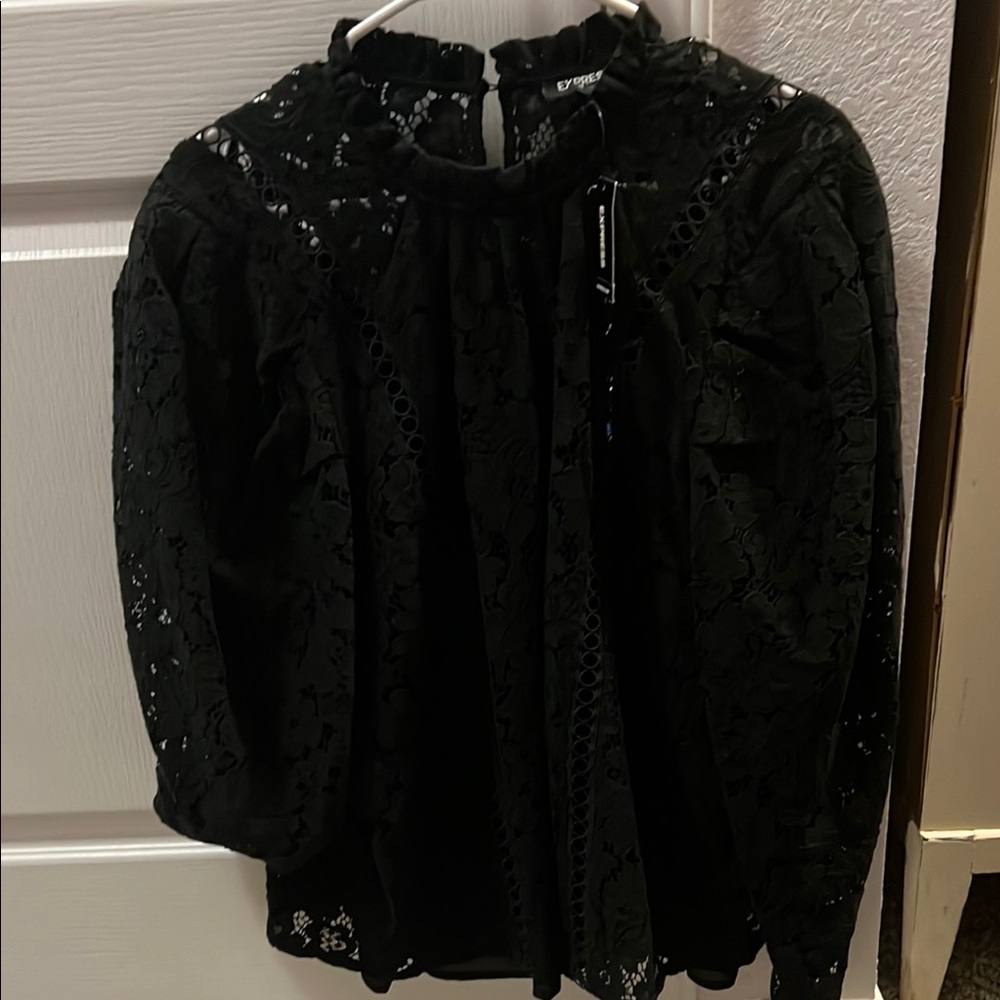 Express Elegant Black Lace Top